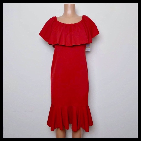 LuLaRoe Cici Mermaid Dress Medium Burnt Orange LLR - Picture 4 of 8